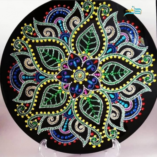 بشقاب شیشه ایی نقطه کوبی دیوارکوب برگ پائیزی با حفظ کیفیت بالا و قابل شستشو - هنرظریف