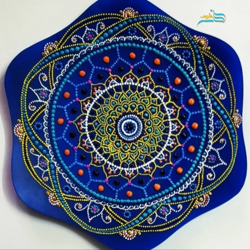 بشقاب شیشه ایی نقطه کوبی دیوارکوب طرح چشم نظر رنگ ثابت - هنرظریف
