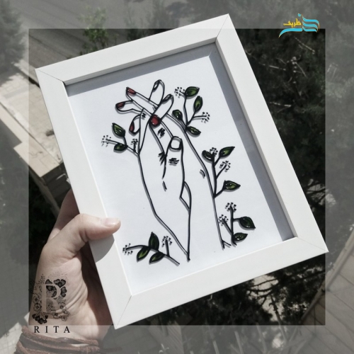 تابلوی عشق دودست گره خورده، طراحی شده با هنر ویترای و کاملا دست ساز و زیبا - هنرظریف