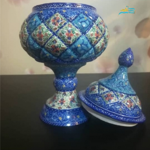 قندان میناکاری با طرحی بسیار زیبا و شیک، از جنس مس با کیفیت و با دوام - هنرظریف