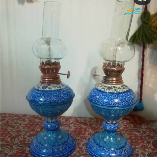 آینه و شمعدان میناکاری بسیار خوش ساخت، از جنس مس لعاب شده با بهترین زیرساخت