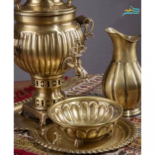 سرویس سماور زغالی 3 لیتری 6 نفره و چراغ سنتی