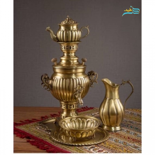 سرویس سماور زغالی 3 لیتری 6 نفره و چراغ سنتی