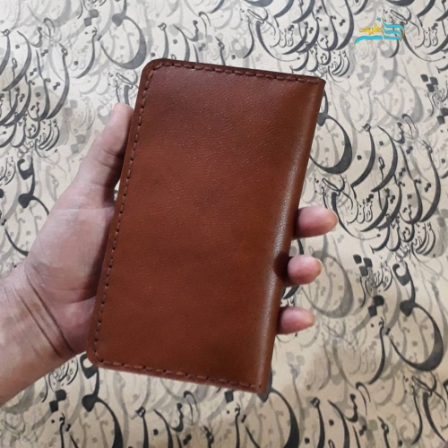 کیف پول مردانه چرم بزی ترکیب عسلی و قهوه ای دارای 6 جای کارت افقی بسیار زیبا