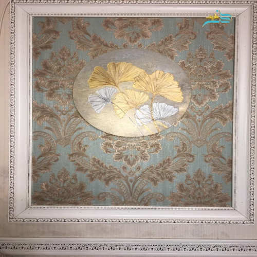 تابلو گرد گل ژینکو با رنگ های طلایی و نقره ای متالیک، درخشان و ضد آب