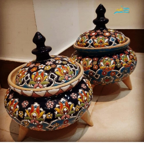 آجیل خوری سفالی میناکاری کاملاً کاربردی و قابل شستشو با کیفیت عالی - هنرظریف