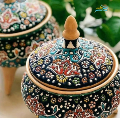 آجیل خوری سفالی میناکاری کاملاً کاربردی و قابل شستشو با کیفیت عالی