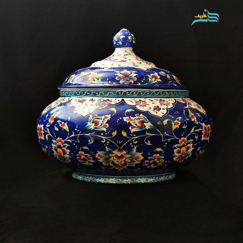 قندان مسی میناکاری طراحی سنتی با زیر ساخت سنگین و با کیفیت - هنرظریف