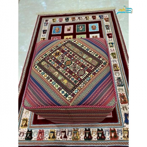 پاف صندلی گلیمی دستباف سیرجان استفاده شده از رنگ طبیعی با کیفیت بالا درجه 1