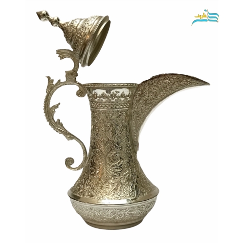 قهوه جوش برنجی، قلم دست اعلاء با آبکاری نقره، قابل استفاده