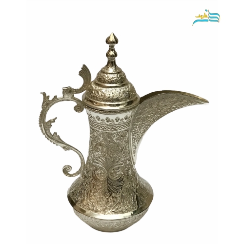 قهوه جوش برنجی، قلم دست اعلاء با آبکاری نقره، قابل استفاده