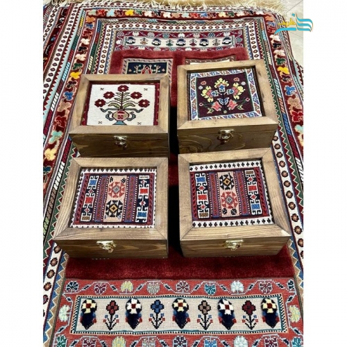 باکس تی بگ، جواهرات و آجیل خوری گلیمی رنگ گیاهی و چوب روس درجه 1 با کیفیت بالا - هنرظریف