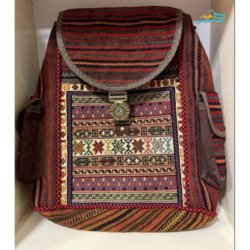 کیف کوله بزرگ تمام گلیمی پشمی جنس پشم کرک مرینوس با کیفیت بالا و رنگ طبیعی گیاهی - هنرظریف