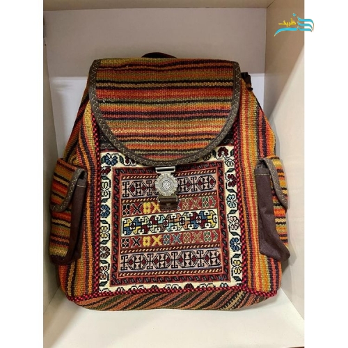 کیف کوله بزرگ تمام گلیمی دستباف، جنس مرغوب با کیفیت، رنگ طبیعی با ضمانت کالا