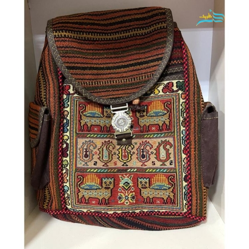 کیف کوله بزرگ تمام گلیمی دستباف با ضمانت و کیفیت بالا و رنگ طبیعی درجه 1 - هنرظریف