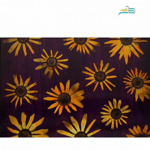 سینی پذیرایی چوبی طرح گل کوکب شامل سینی چوبی و رزین