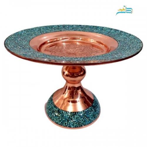 شیرینی خوری فیروزه کوبی کد ۱۰۰۵ ورق مس بسیار با کیفیت و درجه 1 طول 30 و عرض 21 سانت - هنرظریف