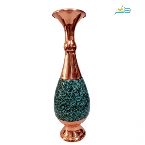 گلدان فیروزه کوبی مدل موشکی کد۱۰۱۲ جنس مرغوب نیشابور با کیفیت بالا و درجه 1 - هنرظریف