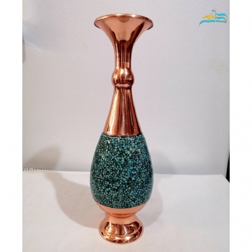 گلدان فیروزه کوبی مدل موشکی کد۱۰۱۲ جنس مرغوب نیشابور با کیفیت بالا و درجه 1