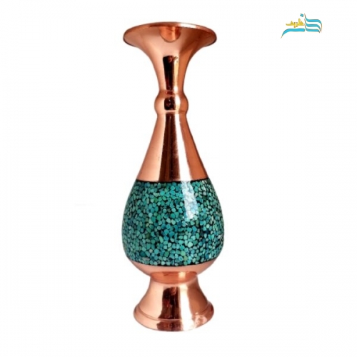 گلدان فیروزه کوبی مدل صراحی کد ۱۰۱۵ سنگ اصل نیشابور با کیفیت بالا و درجه 1 - هنرظریف