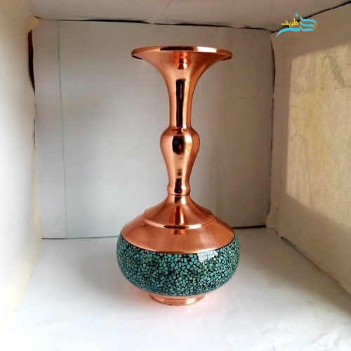 گلدان فیروزه کوبی مدل شلغمی کد ۱۰۱۷ اصل نیشابور درجه 1 و با کیفیت و ضمانت