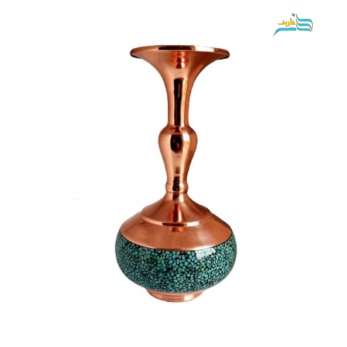 گلدان فیروزه کوبی مدل شلغمی کد ۱۰۱۷ اصل نیشابور درجه 1 و با کیفیت و ضمانت - هنرظریف