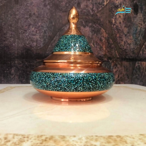شکلات خوری فیروزه کوب مدل سفینه کد ۱۰۲۱ تزئین شده با سنگ اصل نیشابور