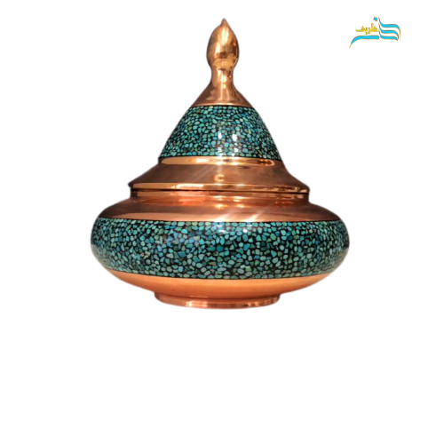 شکلات خوری فیروزه کوب مدل سفینه کد ۱۰۲۱ تزئین شده با سنگ اصل نیشابور - هنرظریف