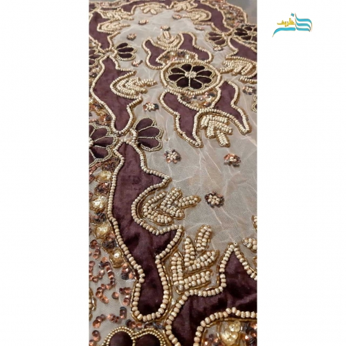 رومیزی سوزن دوزی و آینه کاری B-16 مستطیل و سنگدوزی با پارچه تور دوخت تمیز با کیفیت