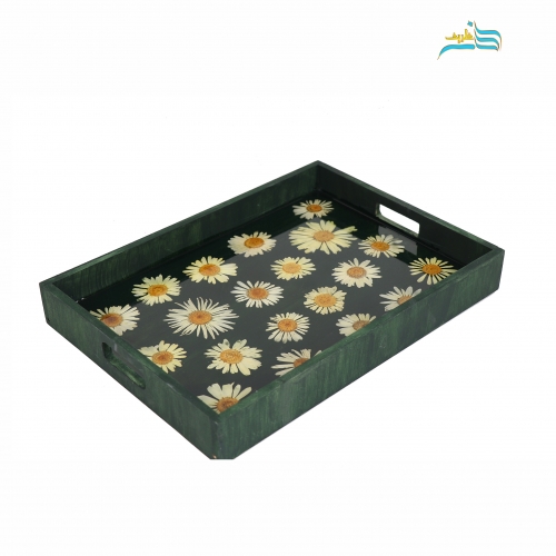 سینی دژاوو طرح گل بابونه، ساختع شده از مواد درجه 1 و با کیفیت، دست ساز رنگ ثابت