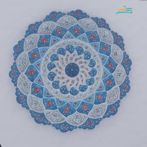 بشقاب دیوارکوب مسی میناکاری قطر 30 سانت ورق سنگین رنگ ثابت