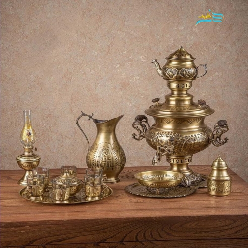 سرویس سماور زغالی 6 لیتری برنجی دستساز با روکش نانو - هنرظریف