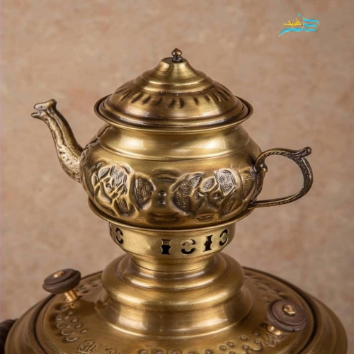 سرویس سماور زغالی 6 لیتری برنجی سنگین وزن با روکش نانو