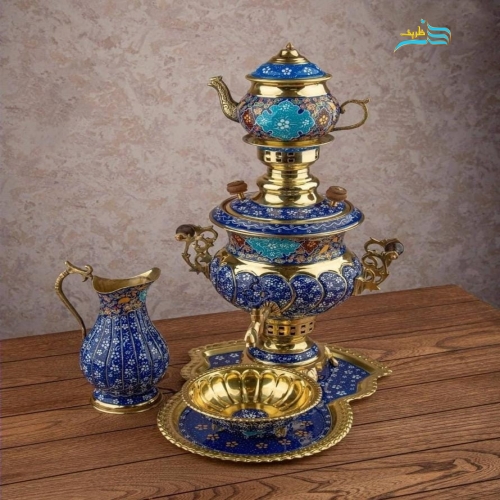 سرویس سماور برنجی دکوری 3 لیتری پرداز با روکش پلی استر - هنرظریف