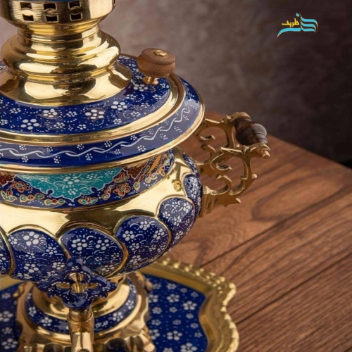 سرویس سماور برنجی دکوری 3 لیتری نقاش دست با روکش پلی استر