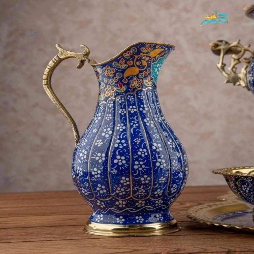 سرویس سماور برنجی دکوری 3 لیتری نقاش دست با روکش پلی استر