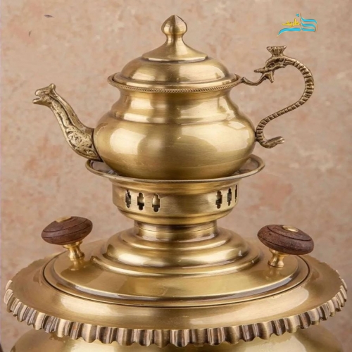 سرویس سماور زغالی سنگین وزن 6 لیتری شش ضلعی، دسته ماهی