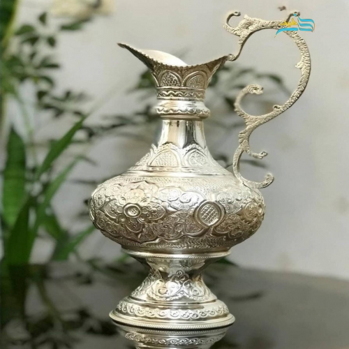 سرویس سماور برنجی قلم زنی ٣.٥ لیتری با آبکاری نقره کوره ای