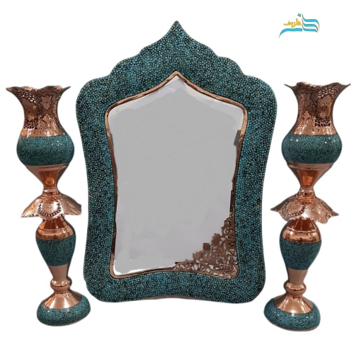 آینه کنسول فیروزه کوبی مسی - هنرظریف