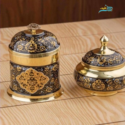 سرویس سماور زغالی اعیانی و پرکار برنجی 6 لیتری، نقاشی دست