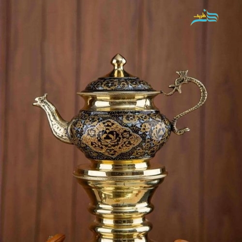 سرویس سماور زغالی اعیانی و پرکار برنجی 6 لیتری، نقاشی دست