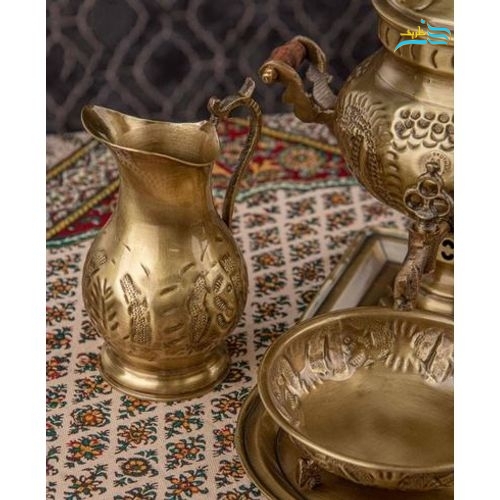 سرویس سماور زغالی برنجی 2 لیتری قلم هخامنشی