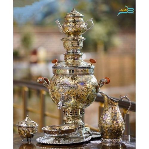 سرویس کامل سماور زغالی 6 لیتری ساخت تبریز ورق ضخیم - هنرظریف