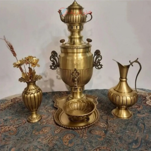 سرویس سماور برنجی ذغالی 6 لیتری - هنرظریف