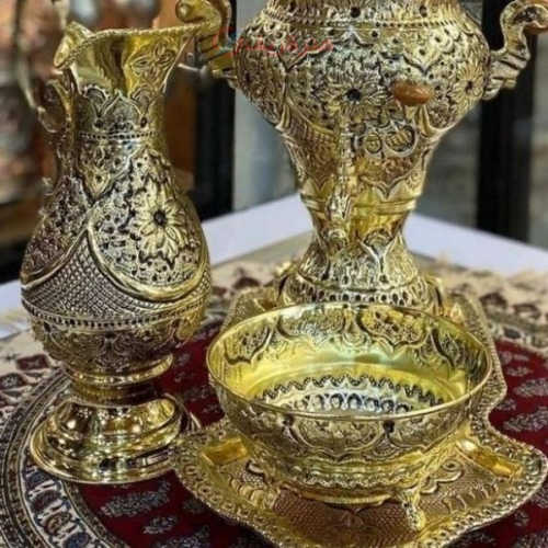 سرویس سماور برنجی قلمزنی 3 لیتری ریز قلم - هنرظریف
