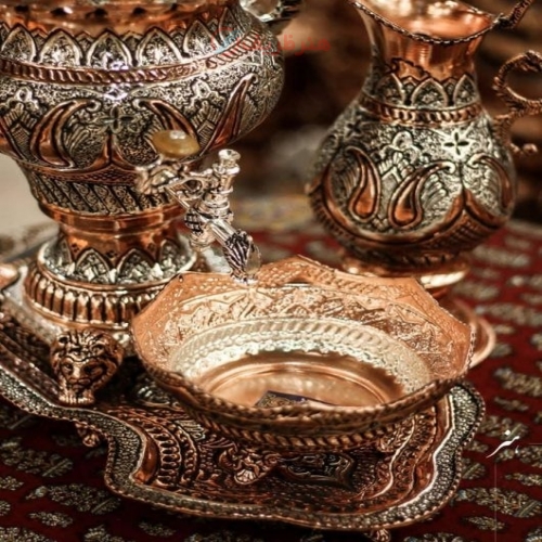 سرویس سماور مسی 3 لیتری قلمزنی ریزه - هنرظریف