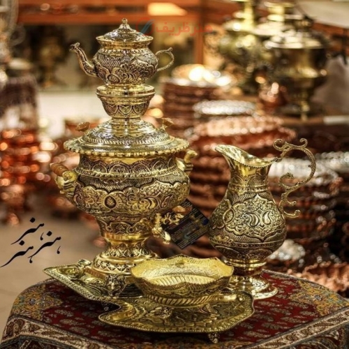 سرویس سماور برنجی قلمزنی 5 لیتری - هنرظریف