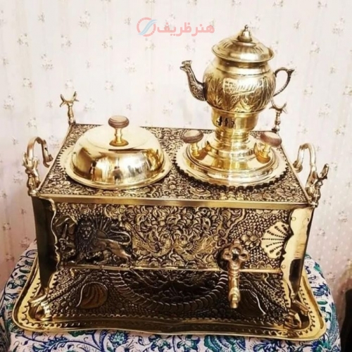 منقل سماوری برنجی قلمزنی دست اعلاء با ورق ضخیم