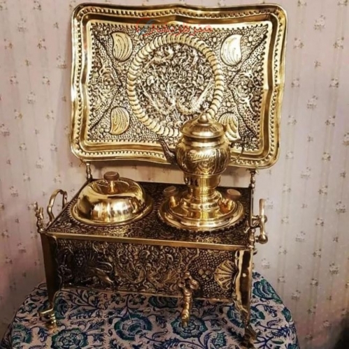 منقل سماوری برنجی قلمزنی دست اعلاء - هنرظریف