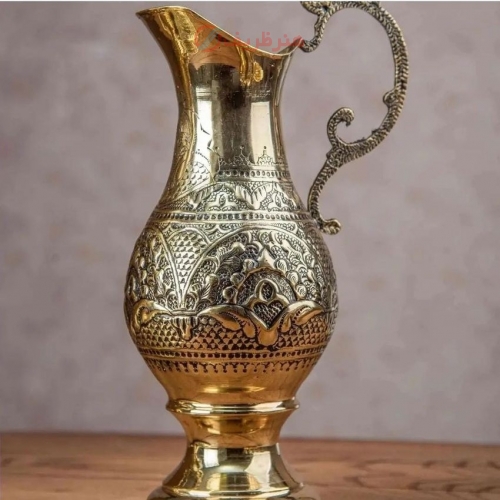 سرویس سماور برنجی 5 لیتری قلمزنی اسلیمی، سیاه قلم